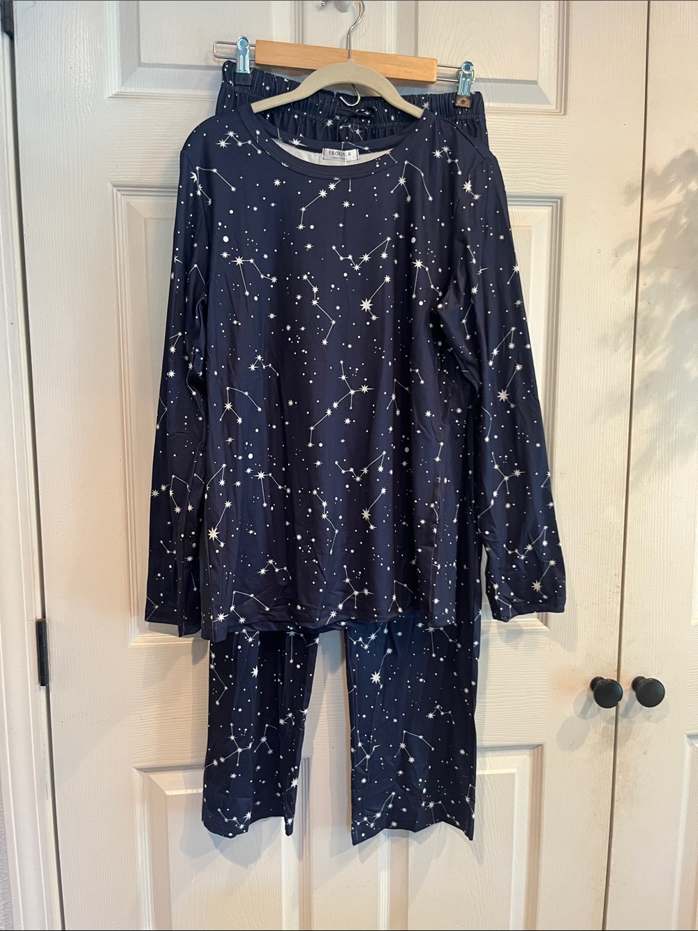Women's Navy Constellation Pajama Set - Long Sleeve Top & Pants